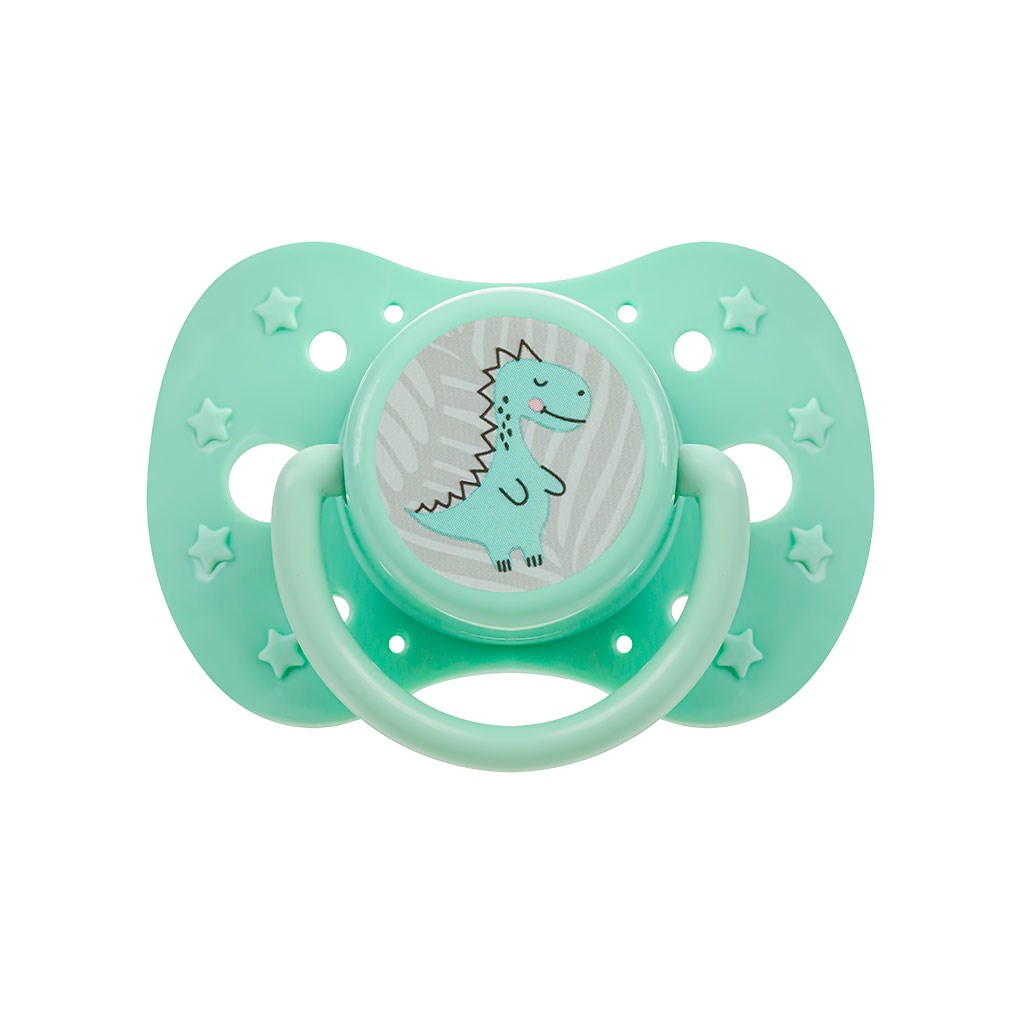 Nyugtató hatású szilikon cumi 6m+ Akuku dino