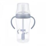 NUK Perfect Match tanuló cumisüveg szívószállal PENGUIN 260 ml