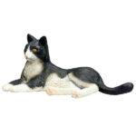 Macska fekvő fekete-fehér S