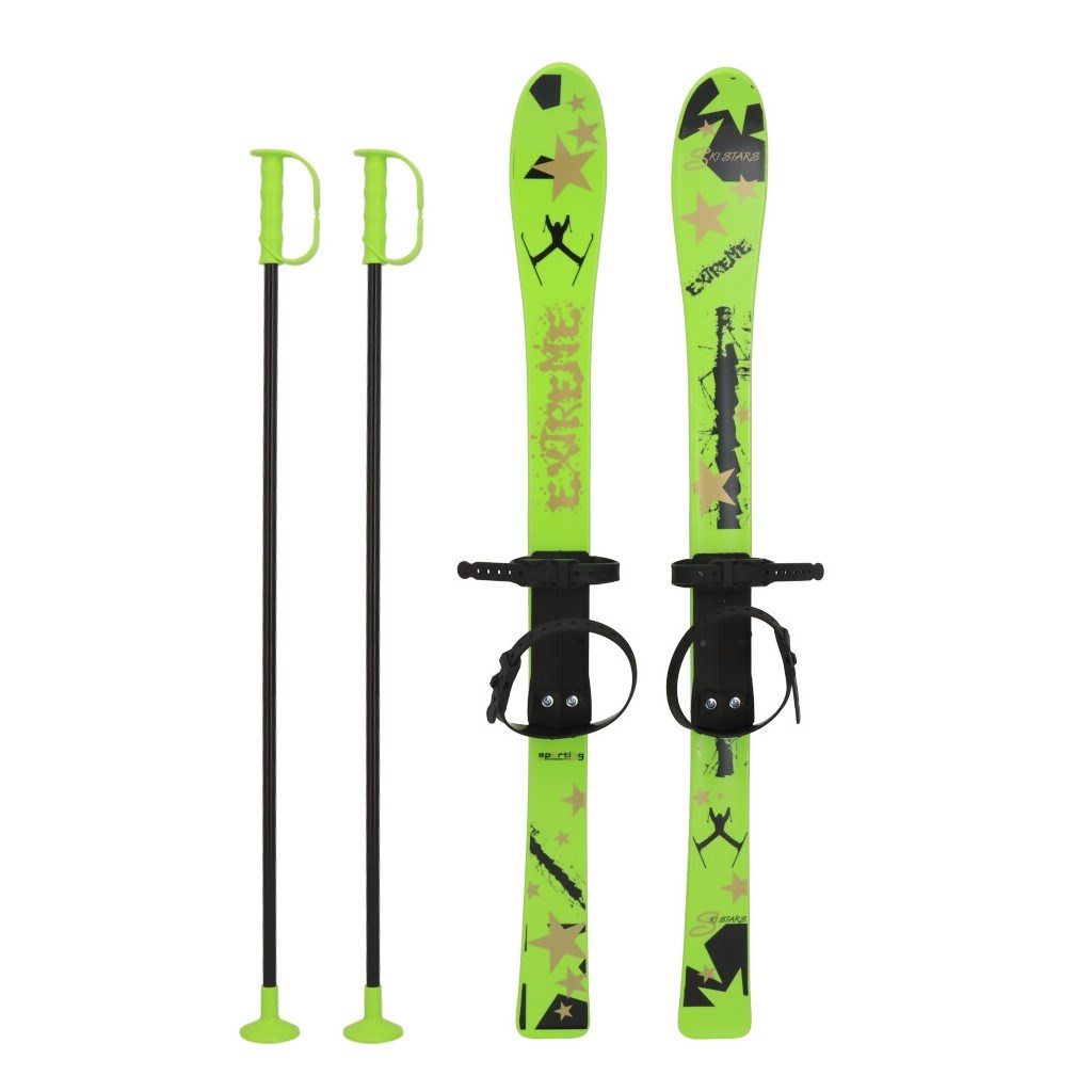 Gyermek sílécek kötéssel és botokkal Baby Mix 90 cm zöld