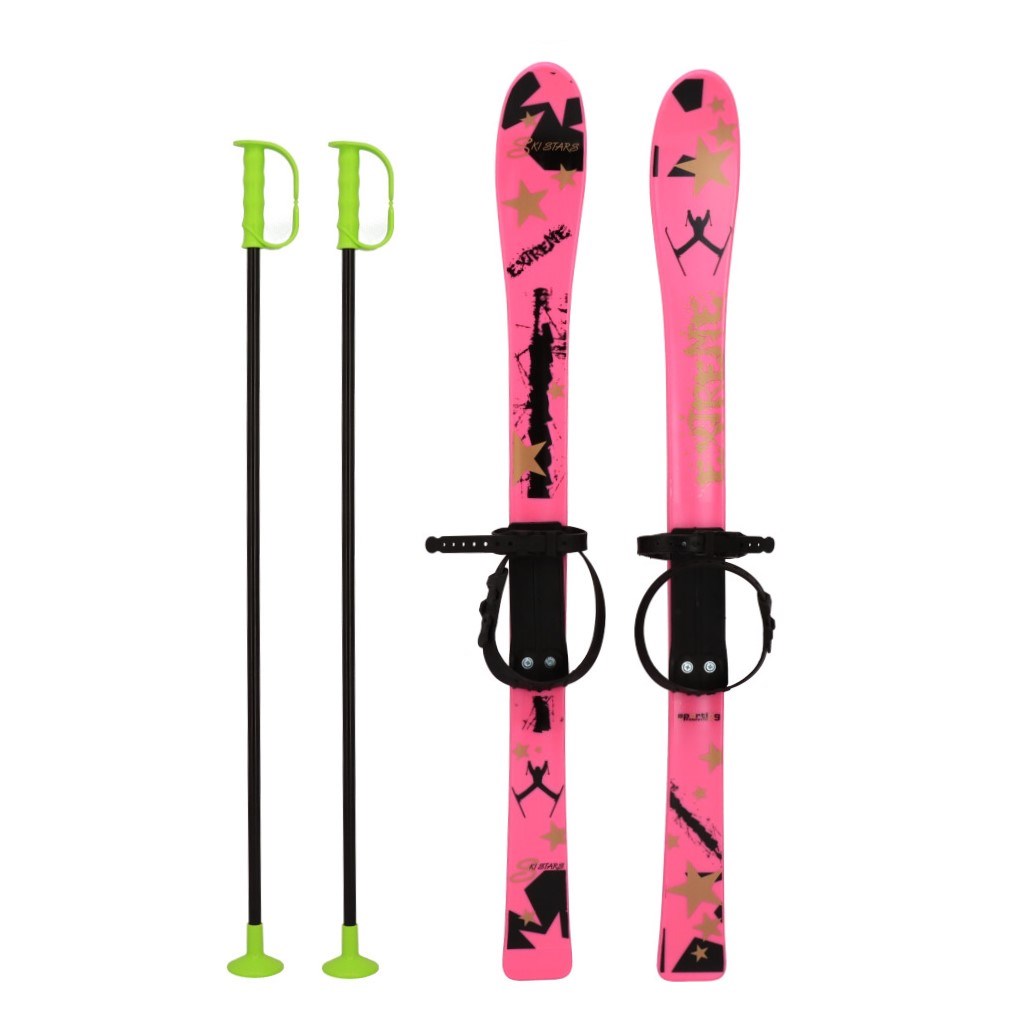 Gyermek sílécek kötéssel és botokkal Baby Mix 90 cm rózsaszín