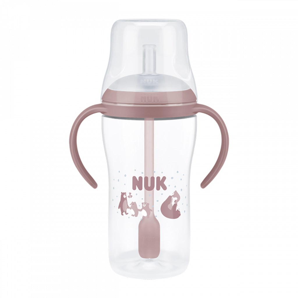 NUK Perfect Match tanuló cumisüveg szívószállal BEAR 260 ml