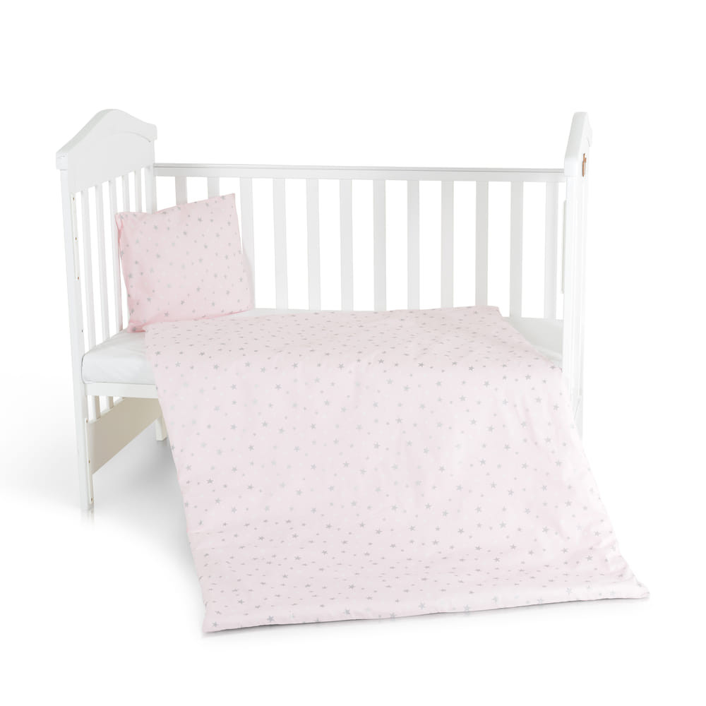 Nook 3 részes bébi ágynemű huzat garnitúra PINK CSILLAG