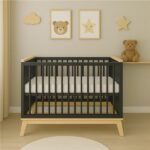 Gyerekágy leesésgátlóval New Baby MARCUS 120x60 cm grafit/természetes