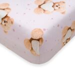 Pamut kiságyba való lepedő pamut New Baby Love Teddy Bear 120x60 cm pink