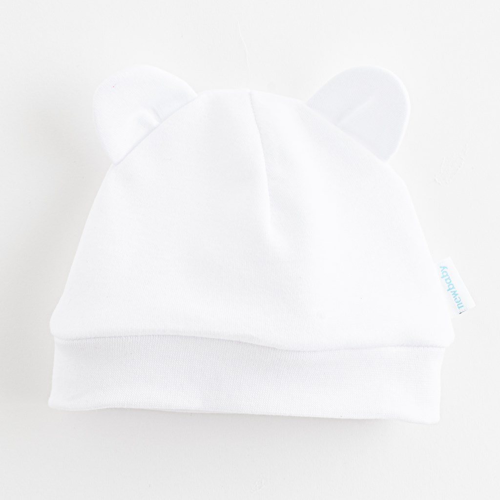 Baba pamut sapka fülekkel New Baby Kids fehér