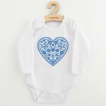 Baba body nyomtatással New Baby Népi minta kék szív