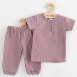 Baba muszlin szett póló és nadrág New Baby lavender
