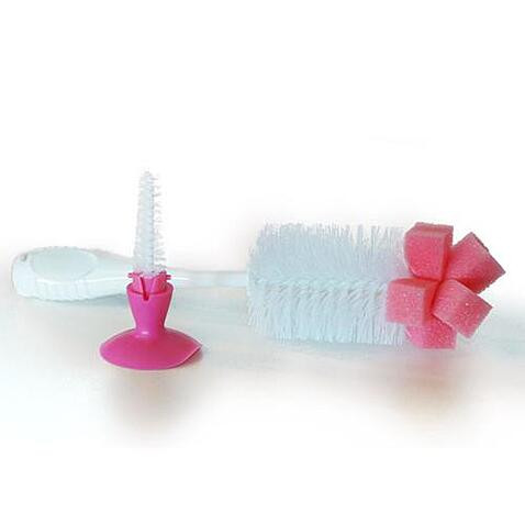 Kézi üveg és cumi tisztító kefe 2in1 PINK
