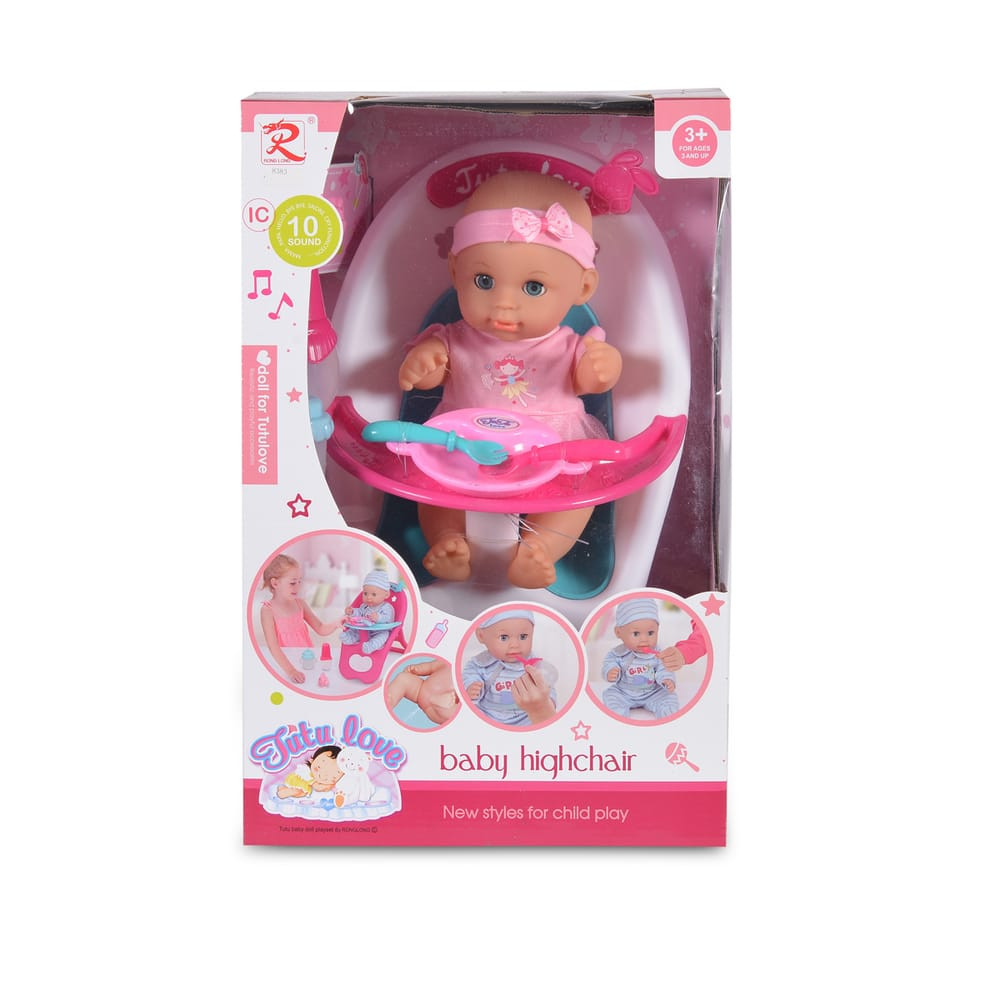 Baba 36 cm-es szett etetőszékkel