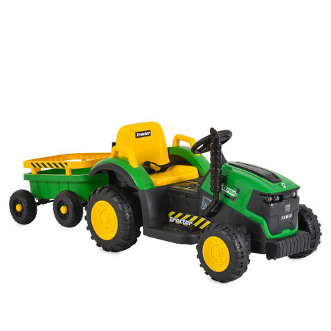 BO TERRON traktor 4 kerekű trélerrel 12V két motoros ZÖLD