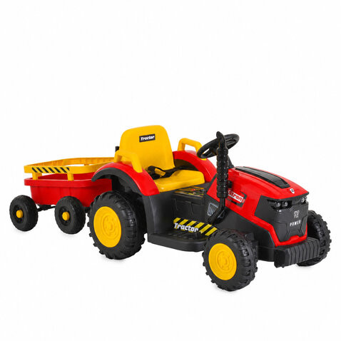 BO TERRON traktor 4 kerekű trélerrel 12V két motoros PIROS